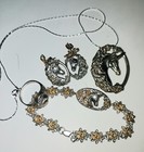 Vintage Gorgeous Gorham 2 Tone Vermeil   Sterling Unicorn Complete Jewelry Set