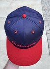 Vtg 90s Budweiser Snapback Hat Cap Blue Red Embroidered Spellout Euc
