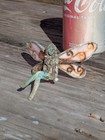 Brass Bronze Sitting Fairy Figurine Pink Stained Glass Wings Heavy Patina Unique