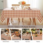 Jiale Tablecloth 55x75  Rectangle Cotton Linen Orange Gingham Tassel Buffalo