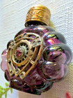 Vtg Czech Glass Mini Gold Filigree Clad Perfume Bottle Refillable Amethyst 