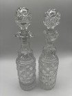 Antique Pair Of Victorian Hobnail Cut Crystal Bottles Rare