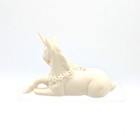 Vintage Porcelain Enesco Unicorn Figurine Laying Down W  Flowers   Lace Detail