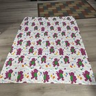 Vintage 1992 Barney Purple Dinosaur Twin Size Flat Sheet And Pillowcase