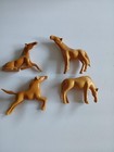 Hand Carved Brown Wood Horse Figurines Lot Of 4 Miniature Animal Decor