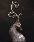 17 2  Old Chinese Silver Copper Carved Dynasty Animal Deer Statue Sculpture