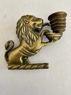 Antique Vintage Brass Lion Candle Holders Rare