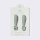 Silicone Spoon   Fork - 2pc - Green - Cloud Island