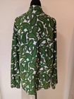Vintage 1970s Hand Fashioned Long Sleeve Button Up Shirt Large Green Paisley 