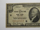  10 1929 New York City Ny National Currency Note Federal Reserve Bank Note Bill