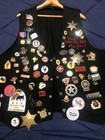 Vintage E  Clampus Vitus Black Vest W  70  Emblems Pins Badges Size Xl