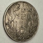 1910 Chile Un Peso Silver  900 Fine Condor Coin