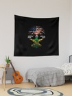 American Grown With Jamaican Roots Tapestry  Jamaica Flag Tapestry  America Flag