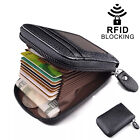 Men Leather Credit Card Holder Rfid Blocking Zipper Pocket Wallet With Id Window