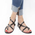 Women s Black Strappy Flat Sandals Handmade In Italy In Genuine Leather
