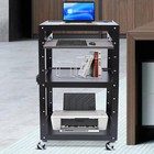 Office Av Cart Black Steel Media Cart Rolling Standing Desk W 4 Universal Wheels