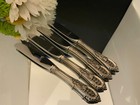4  Wallace   Rose Point   Sterling Handle Butter Spreaders