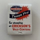 Vintage Erickson Oil Products Hi Octane Gas Matchbook Collectible Advertising