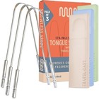 Tongue Scraper 3 Pack Stainless Steel For Adults Oral Care Bad Breath Cleaner