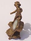 Stunning 19th C  French Antique Gilt Figural Mantle Clock On Giltwood Stand