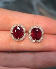5 60 Ct Oval Cut Natural Ruby Diamond Earring 14k Solid White Gold Stud