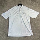 Nike Golf Shirt Mens L White Blue Striped The Players Short Sleeve Golfing Polo