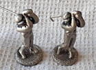 Vintage Miniture Pewter Golf Ball Figurine And Tee Golfer