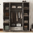 4 Doors Wardrobe With Hanging Rod Drawer Bedroom Armoires Closet Storage Cabinet