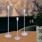 White Glossy Metal Candlestick Candle Holders Set 3 Halloween D  cor Centerpiece