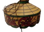 Vtg Faux Stained Glass Tiffany Hanging Ceiling Light Lamp Shade Drink Coca Cola