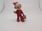 Vintage Lefton Red Pixie Elf W  Bucket Pail Christmas Figurine 4  Japan  dmg 
