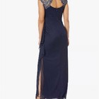 Alex Evenings Elegant Ling Cap Sleeve Navy Blue Evening Gown  Size 6