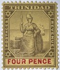 Travelstamps  1909 Trinidad Stamps Sc 95   Sg  138  4 Pence  Mint  Og  Hinged
