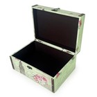 Small Wooden Decorative Storage Box With Handle - Leather Treasure Chest Trunk