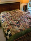 Vtg 40 s 70 s Quilt Hand Stitched 76  X 79  Quilt Earth Tones 