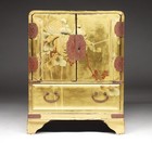 Vintage Japanese Meiji Period Carved Wood   Gilt Lacquer Jewelry Box