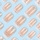 24pcs French Glitter Press-on Nails - Silver Sparkle For Wedding