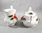 Royal Albert Poinsettia Sugar Bowl W  Lid And Creamer Set Bone China Christmas