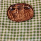 Vintage Oval Brass Cat Family Pin Brooch 