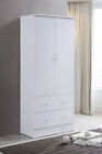 Two Door Wardrobe Drawers Hanging Rod Sturdy Durable Bedroom Guest Room Armoires