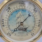 Vintage Nautical 9  Springfield Made In Usa Sailing Ship Maritime Barometer
