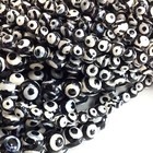 Evil Eye Dzi Black White Tibetan Dzi Agate Smooth Round Beads 15  6mm 8mm 10mm