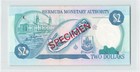 Bermuda  2 Dollars 1989  P-34bs Specimen  B 2 000000  Original Unc  Qeii  C7