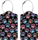 2 Pcs Luggage Tags For Suitcase  Cute Unique Pu Leather Travel Bag Tag With Priv