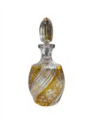 Decanter Antique Bohemian Glass Flashed Amber With Engraved Floral Decoration