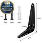 12pack Shelf Brackets Heavy Duty Black Metal Floating 4 X 3 Inch 