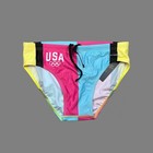 Team Usa Custom Print Mens Pop Splash Pink Blue Stripe Swim Brief Swimwear