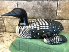 2 Vintage Hand Carved Hand Painted 10    4  Loons Decoy Figurines Wooden 1 Lb 