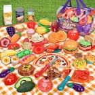 Pretend Play Food For Kids Kitchen - 78pc Cutting Toy With Storage Bag  Toys Veg