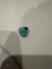 Vintage Navajo Sterling Silver Turquoise Cabochon Leaf Design Ring Size 8